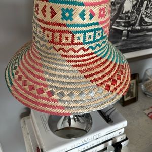 Handmade one of a kind Straw Bucket Hat.